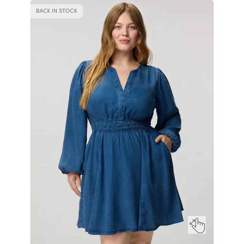 Torrid nwot 2 mini chambray dress lyocell “denim” style peasant boho